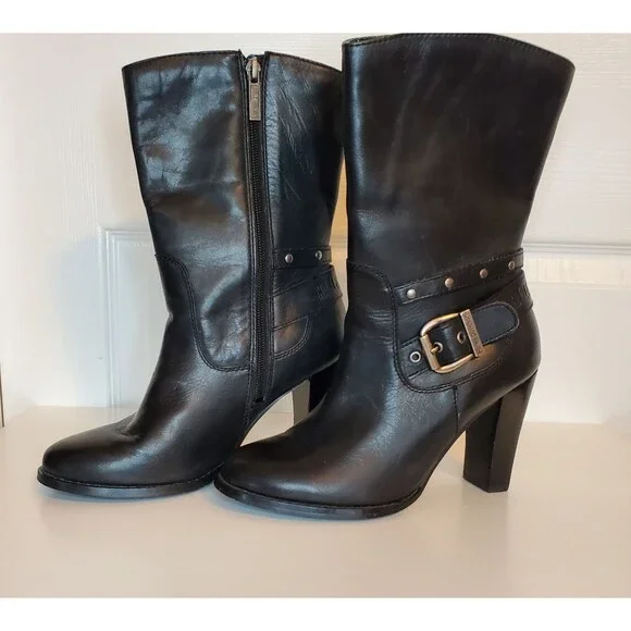 Harley Davidson Womens High Heel Buckle Strap Boot Size 7 Biker Chic - Picture 1 of 6